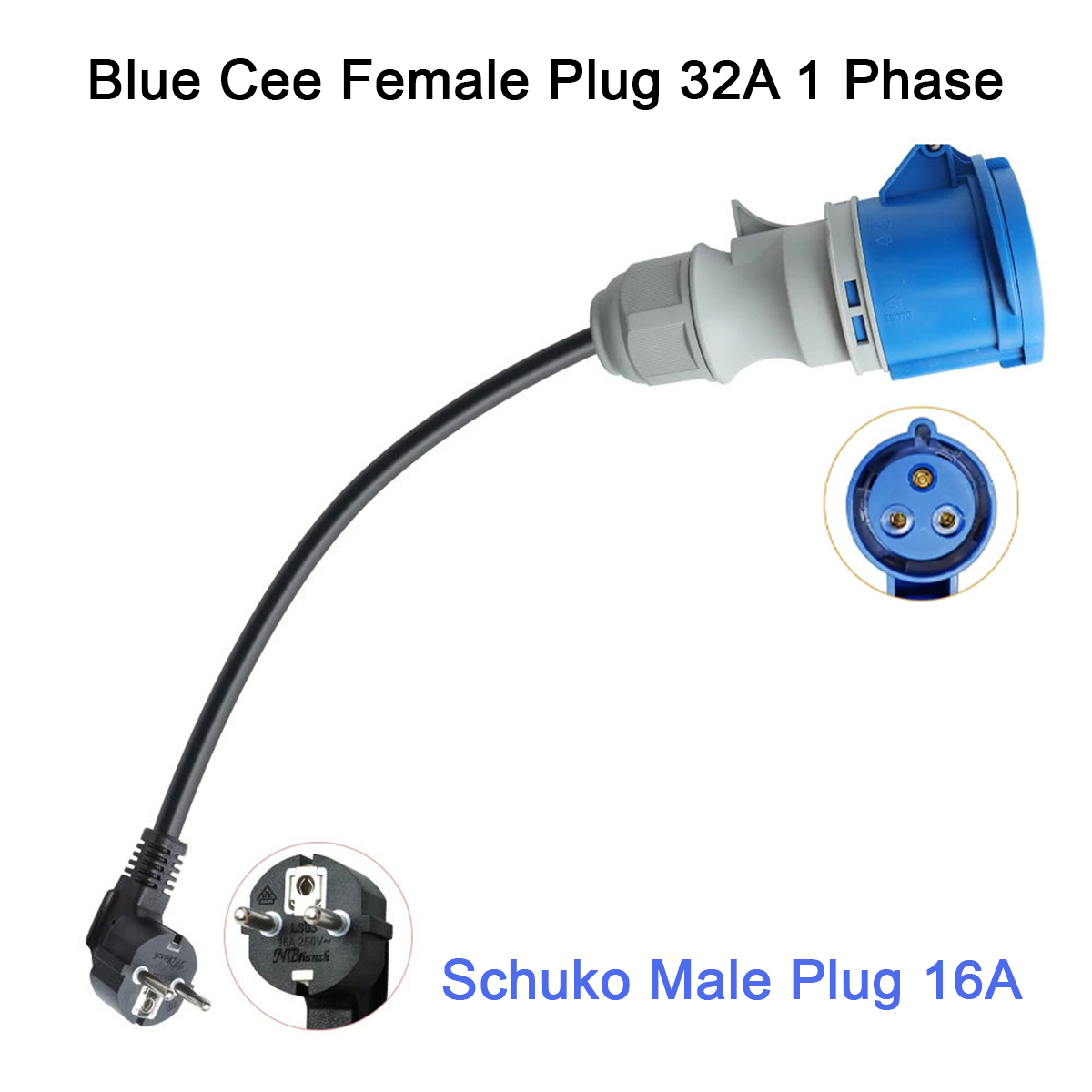 Ev Charger Adapter - ปลั๊กไฟฟ้าสีน้ำเงิน NTO แบบ CEE สำหรับตัวเมีย 3