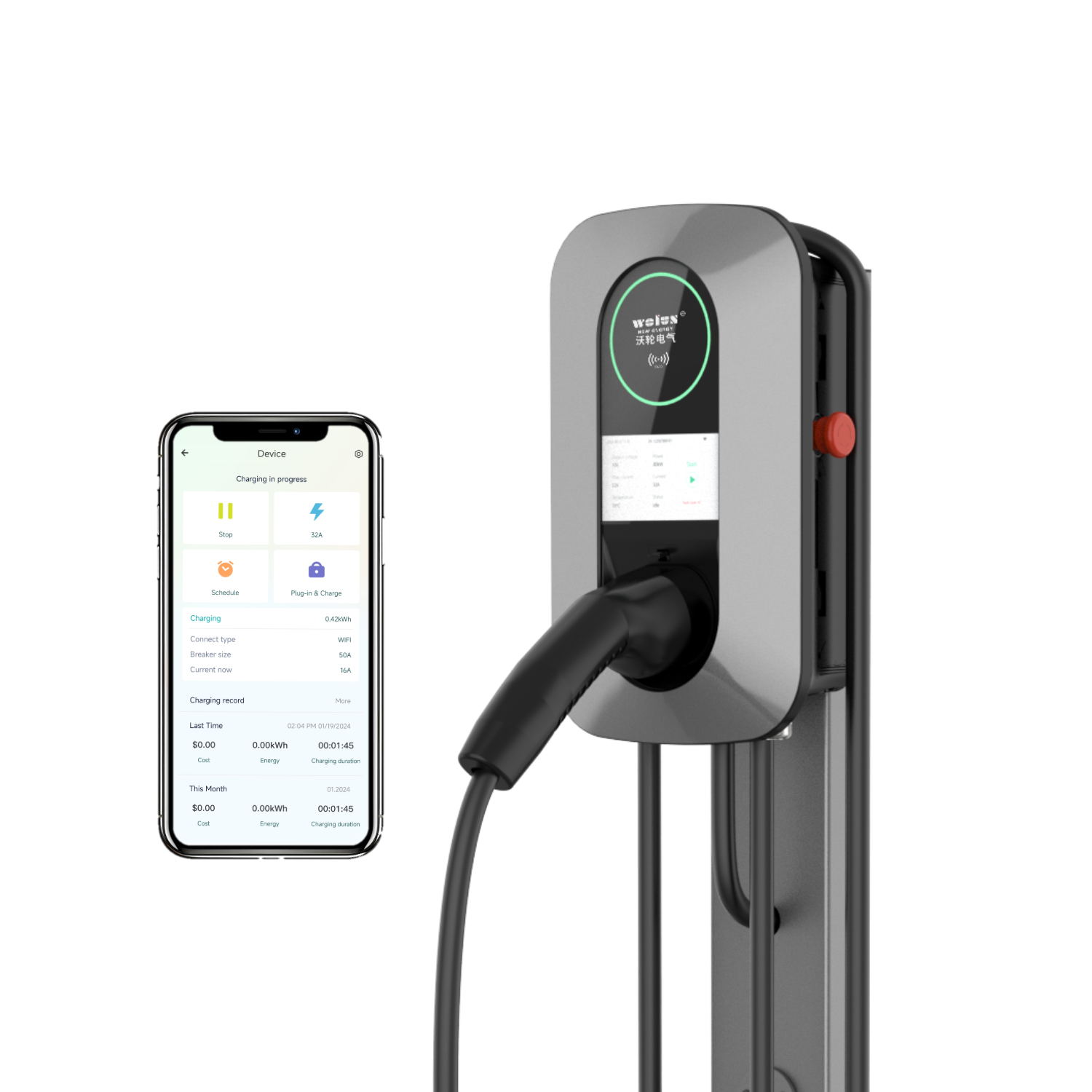 Ev Charging Pile - เครื่องชาร์จรถยนต์ไฟฟ้าแบบติดผนัง 22kW AC สำหรับใช้ในบ้าน ยี่ห้อ BYD