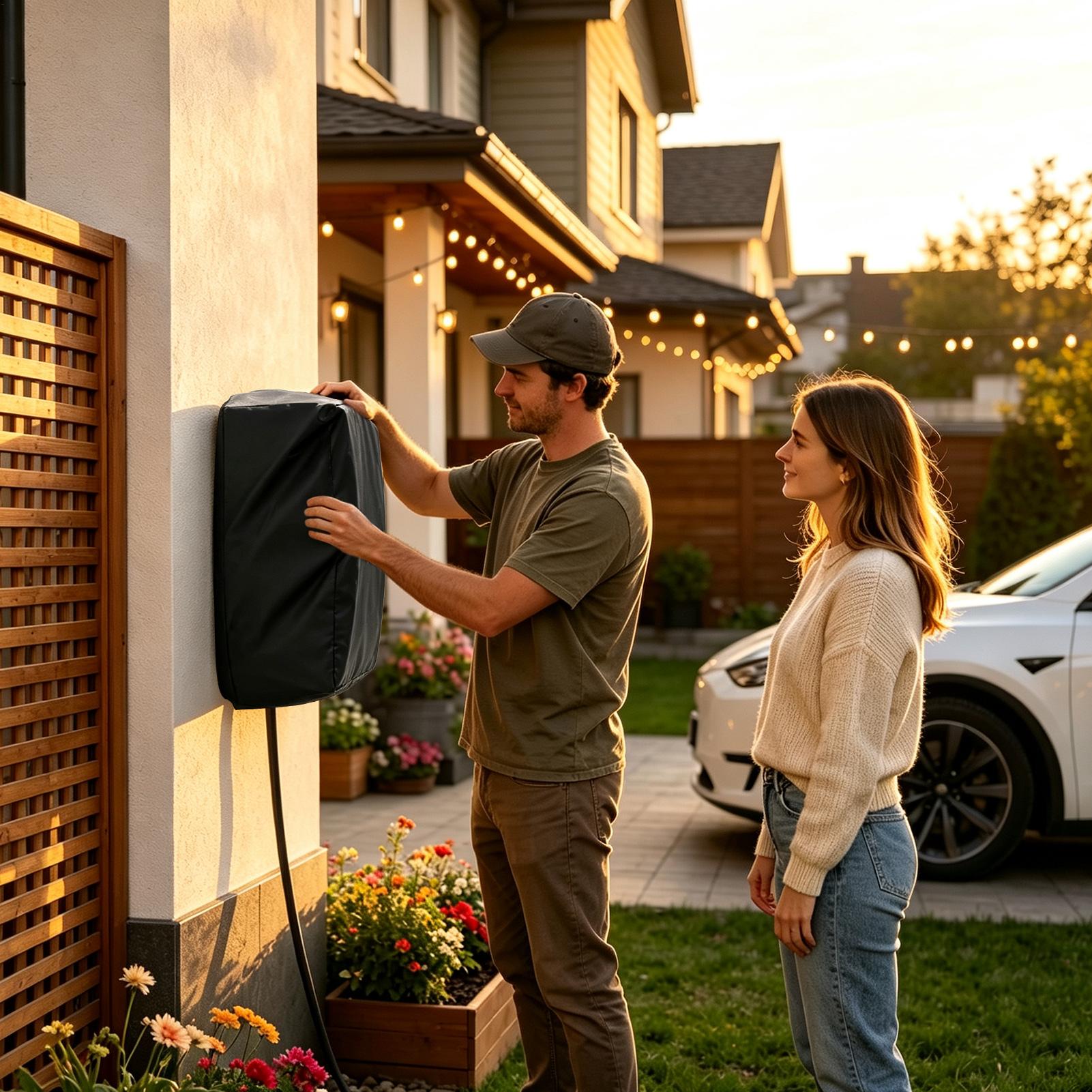 Home Ev Charger - ฝาครอบเครื่องชาร์จรถยนต์ไฟฟ้ากลางแจ้ง ป้องกันฝุ่น สำหรับเสาชาร์จรถยนต์ไฟฟ้า ใช้ได้ทั้งในบ้าน โรงรถ ทางเข้าบ้าน