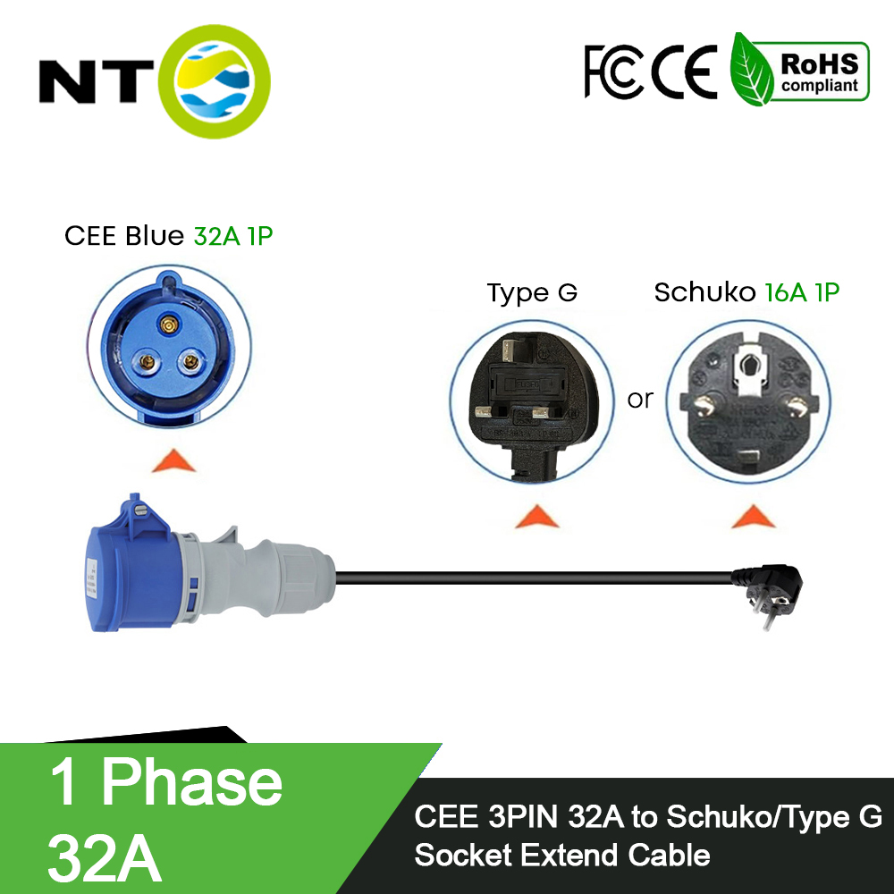 ปลั๊กไฟฟ้าสีน้ำเงิน NTO แบบ CE - Ev Charger Adapter บทวิจารณ์และราคา