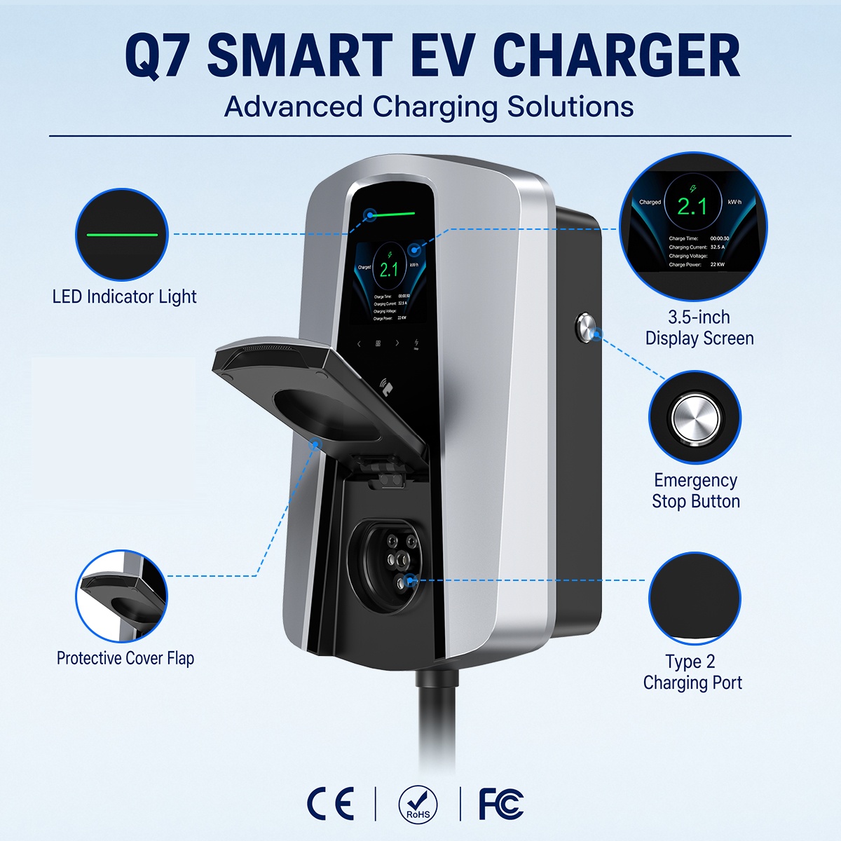 7.4KW เครื่องชาร์จรถยนต์ไฟฟ้า  - Wallbox Ev บทวิจารณ์และราคา